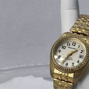 Milan Date Watch Base Metal Bezel Stainless Steel Back Stretch Band